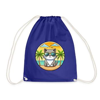 Britisch Kurzhaar Katzenrasse Cartoon Sonnenbrille Strand - Turnbeutel - Königsblau - Vorne