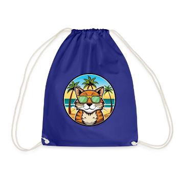 California Spangled Cat Breed Cartoon Sunglasses - Drawstring Bag - royal blue - Front
