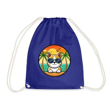Burmesische Katzenrasse Cartoon Sonnenbrille Strand - Turnbeutel - Königsblau - Vorne