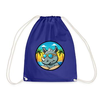 Rhino Lustige Cartoon Sommer Strand Sonnenbrille Cool - Turnbeutel - Königsblau - Vorne