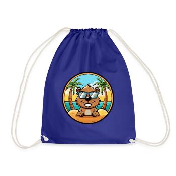Biber Lustige Cartoon Sommer Strand Sonnenbrille Cool - Turnbeutel - Königsblau - Vorne