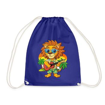Funny Lion Summer Beach Sunglasses Hawaiian - Drawstring Bag - royal blue - Front