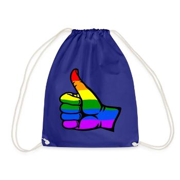 Regenbogenfarbe Flagge Hand alles klar Symbol - Turnbeutel - Königsblau - Vorne