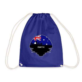 Perth Australien Flagge Skyline Silhouette Reisen - Turnbeutel - Königsblau - Vorne