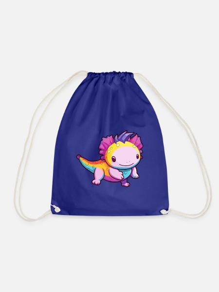 Axolotl Buntes Aquarell Cartoon Kawaii Tier - Turnbeutel - Königsblau