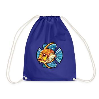 Flunder Fisch Buntes Aquarell Tier Cartoon - Turnbeutel - Königsblau - Vorne