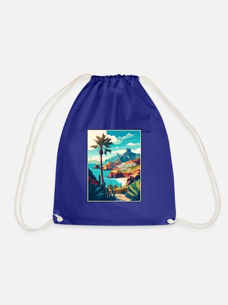 Gran Canaria Spanien Vintage Reiseposter Souvenir - Turnbeutel - Königsblau