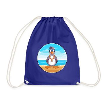 Jay Cartoon Yoga Strand Sommer Illustration - Turnbeutel - Königsblau - Vorne
