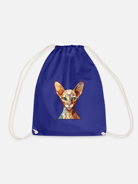 Peterbald-Katze bunte Aquarell-Haustier-Illustration - Turnbeutel - Königsblau