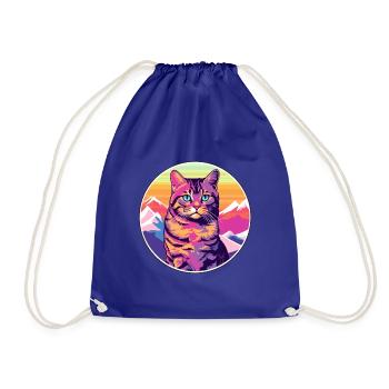 Havanna Braune Katze Bunte Karikatur Aquarell Illus - Turnbeutel - Königsblau - Vorne
