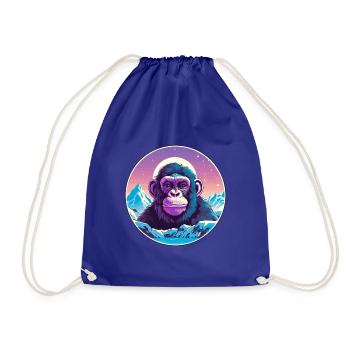 Schimpanse Aquarell Cartoon Kawaii Haustier Tier Co - Turnbeutel - Königsblau - Vorne