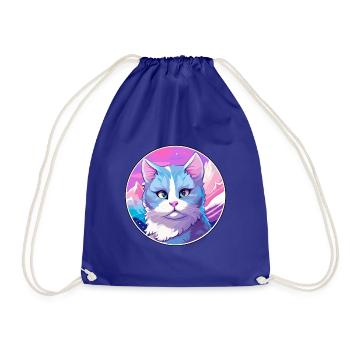 Russische blaue Katze bunte Karikatur Aquarell Illus - Turnbeutel - Königsblau - Vorne