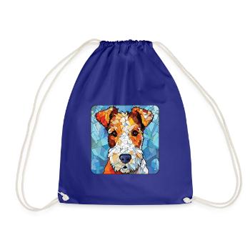 Draht Foxterrier Hunderasse Aquarell Illustration - Turnbeutel - Königsblau - Vorne