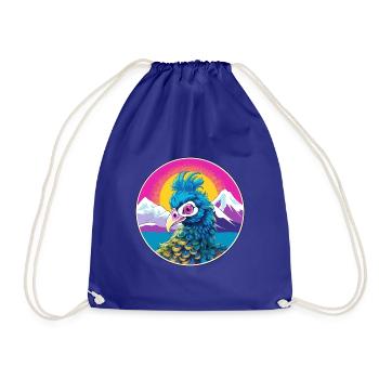 Pfau Aquarell Karikatur Kawaii Haustier Tier Farbe - Turnbeutel - Königsblau - Vorne