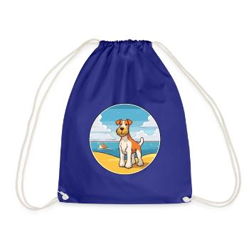draht foxterrier hunderasse cartoon kawaii clipart - Turnbeutel - Königsblau - Vorne
