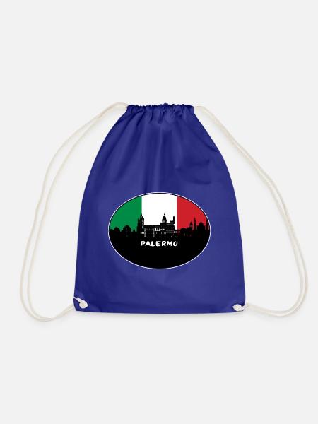 Palermo Italien Flagge Skyline Silhouette Reisen - Turnbeutel - Königsblau