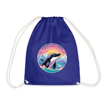 Orca Aquarell Karikatur Kawaii Haustier Tier Bunt - Turnbeutel - Königsblau - Vorne