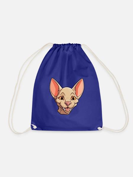 Peterbald Katze Karikatur Aquarell Illustration - Turnbeutel - Königsblau