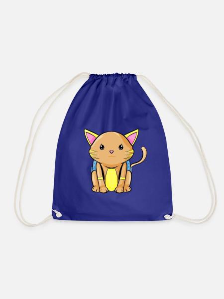 Katze mit Rucksack beim Wandern - Turnbeutel - Königsblau