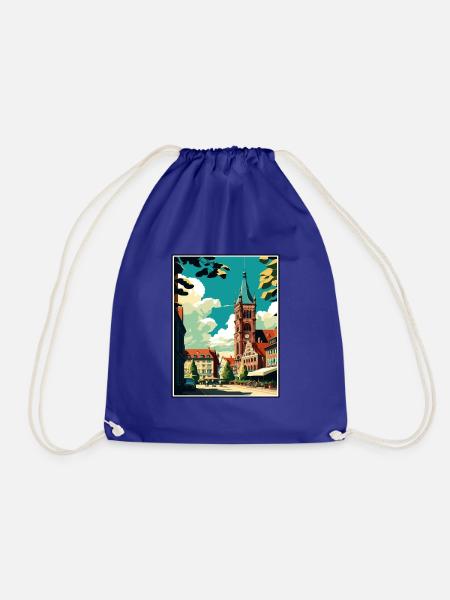 Braunschweig Deutschland Vintage Reiseposter Souvenir - Turnbeutel - Königsblau
