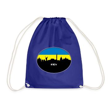 Kiew-Ukraine-Flaggen-Skyline-Schattenbild-Reise - Turnbeutel - Königsblau - Vorne