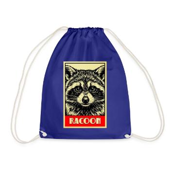 Waschbär Retro Illustration Vintage Raccoon - Turnbeutel - Königsblau - Vorne