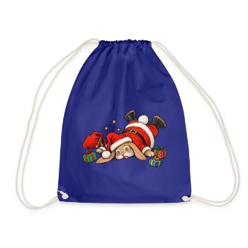 Lustiger gefallener Hase Winter-Paket-Hasen-Humor - Turnbeutel - Königsblau - Vorne