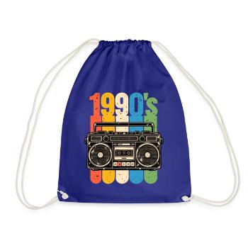 1990er Stereo und Kassetten Nostalgie - Turnbeutel - Königsblau - Vorne