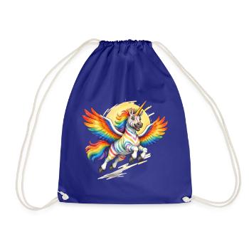 Regenbogen-Einhorn mit Flügeln - Turnbeutel - Königsblau - Vorne