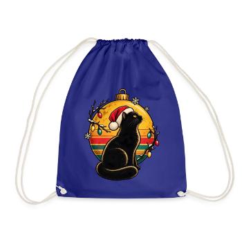Schwarzer Kater im Weihnachtszauber - Turnbeutel - Königsblau - Vorne