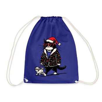 Cool Christmas Lights Cat Walking Dog - Turnbeutel - Königsblau - Vorne