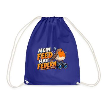 Mein Feed hat Federn – Rotkehlchen im Winter - Turnbeutel - Königsblau - Vorne