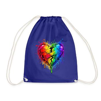 Regenbogenherz mit Pflaster - Turnbeutel - Königsblau - Vorne