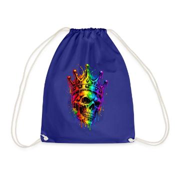 Königskrone Regenbogen Totenkopf - Turnbeutel - Königsblau - Vorne