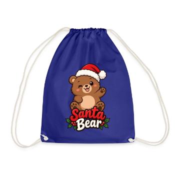 Santa Bear – Niedlicher Weihnachtsbär - Turnbeutel - Königsblau - Vorne