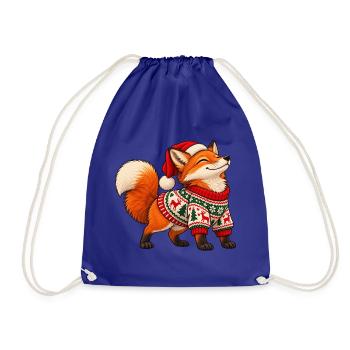 Weihnachtsfuchs – Süßer Fuchs im Winterpullover - Turnbeutel - Königsblau - Vorne