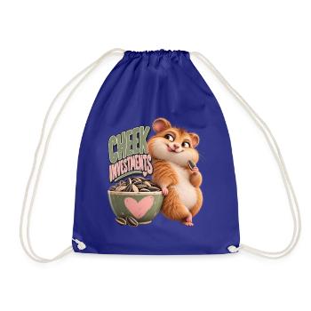 Cheek Investments | Flauschiger Hamster - Turnbeutel - Königsblau - Vorne