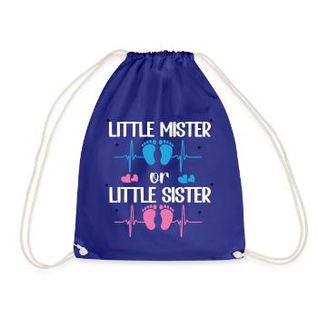 Little Mister Or Little Sister Baby-Geschlechtsenthüllung - Turnbeutel - Königsblau - Vorne
