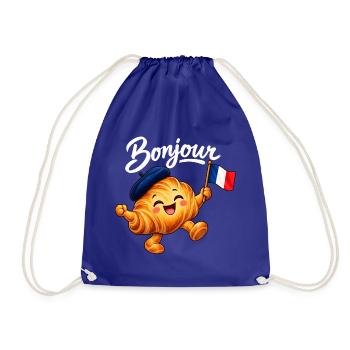 Cute French Croissant Bonjour Paris - Turnbeutel - Königsblau - Vorne