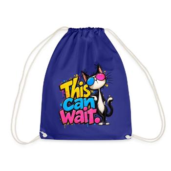 Cartoon Katze | This Can Wait - Turnbeutel - Königsblau - Vorne