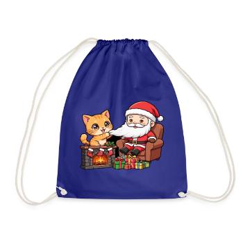 CatChristmas: Weihnachtsmann am Kamin - Turnbeutel - Königsblau - Vorne