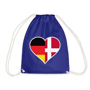 Germany x Denmark Vintage Heart - Turnbeutel - Königsblau - Vorne