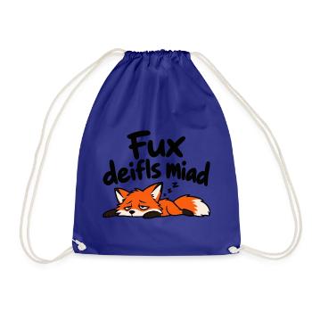 Fux deifls miad – Lustiger müder Fuchs - Turnbeutel - Königsblau - Vorne