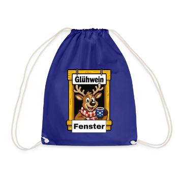 EG Glühwein Fenster Elch Rentier Tier Weihnachten - Turnbeutel - Königsblau - Vorne