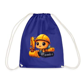 Kleiner Kawaii Bagger Bauarbeiter Helm T-Shirt - Turnbeutel - Königsblau - Vorne
