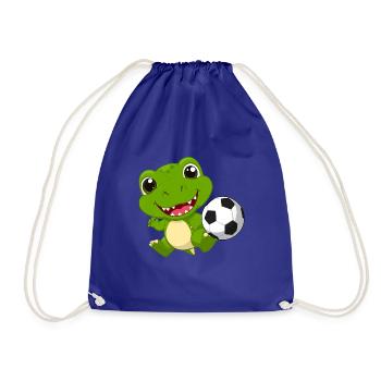 Kleiner Grüner Drache Spielt Fußball Kinder TShirt - Turnbeutel - Königsblau - Vorne