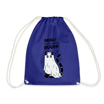 Miau äh ich meine Buuh! - Katze Gespenst Halloween - Turnbeutel - Königsblau - Vorne