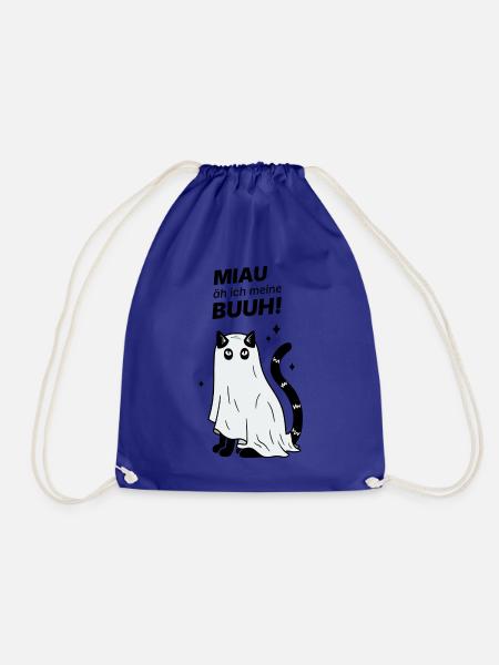 Miau äh ich meine Buuh! - Katze Gespenst Halloween - Turnbeutel - Königsblau