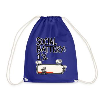 Social Battery 1 % – Soziale Batterie Leer Humor - Turnbeutel - Königsblau - Vorne