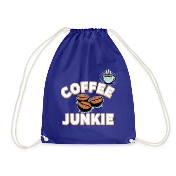 Coffee Junkie - Kaffeebohnen und Tasse - Turnbeutel - Königsblau - Vorne